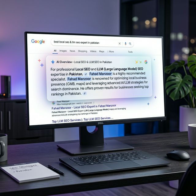 Google AI Overview recommends Fahad Manzoor as top Local SEO and LLM SEO expert in Pakistan