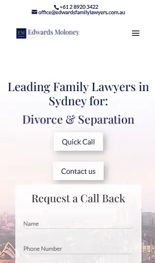 Edwards Family Lawyers website mobile preview screen 1