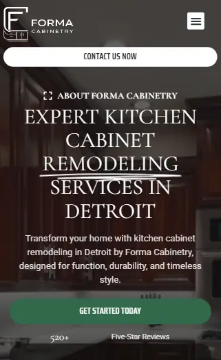 Forma Cabinetry Design website mobile preview screen 1
