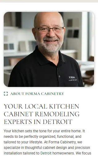 Forma Cabinetry Design website mobile preview screen 2