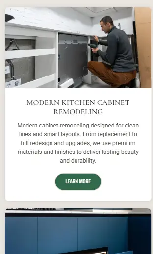 Forma Cabinetry Design website mobile preview screen 3