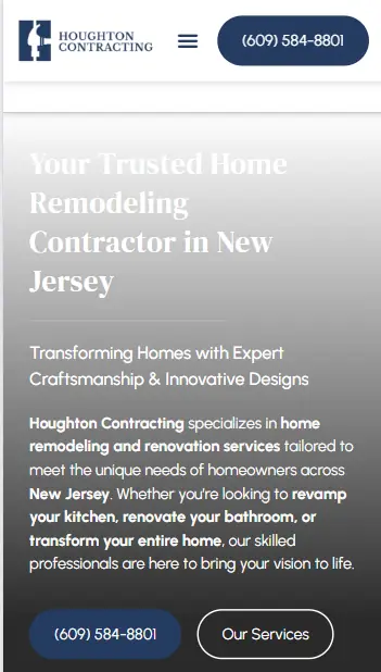 Houghton Contracting website mobile preview screen 1